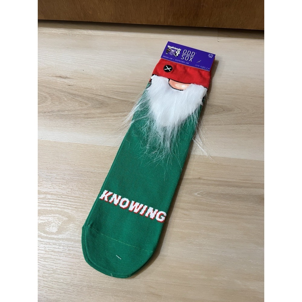 VeeFriends 3D Socks: Knowing Gnome Size 7-9 Odd Sox Green Red White Fur Gary Vee
